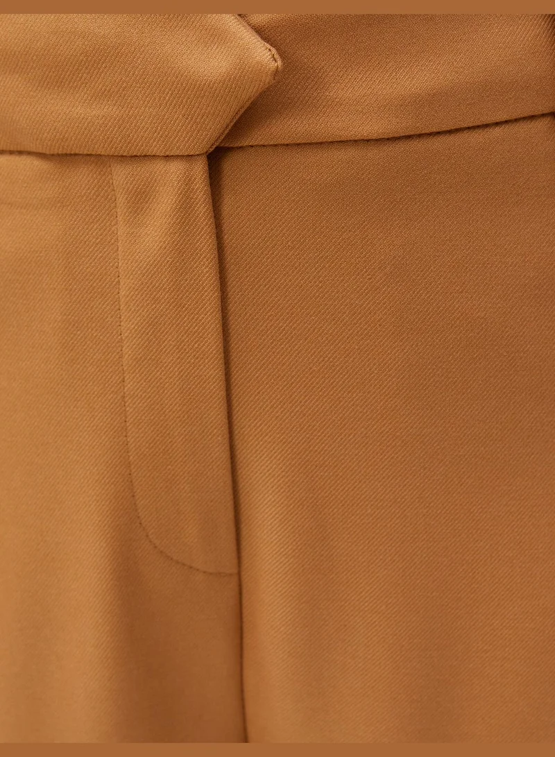 كوتون Waist Detail Pleated Pocket Carrot Trousers