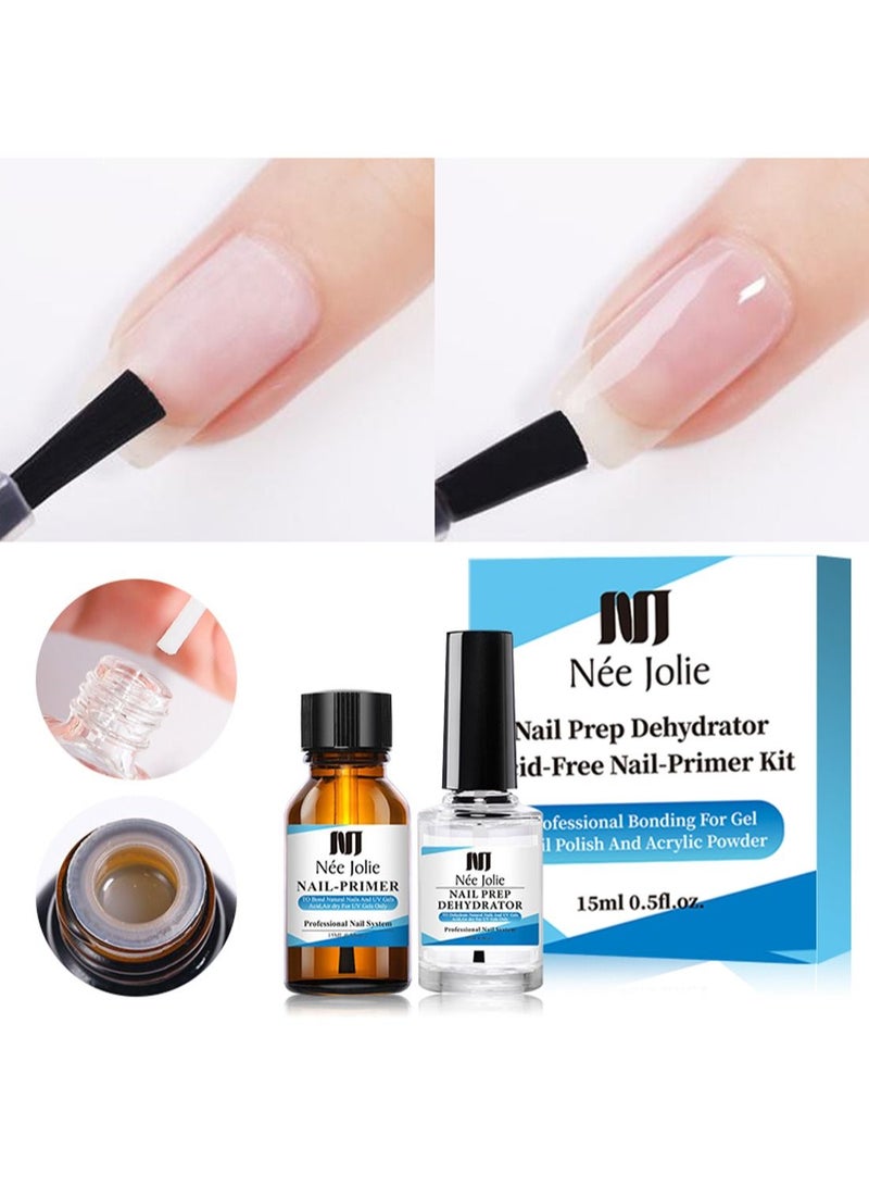 Nee Jolie Nail Prep Dehydrator And Nail Primer Set Fast Air Dry Gel Nail Polish Professional Nail Strengthening System To Bonding Natural Nail For Acrylic Powder - Image 4