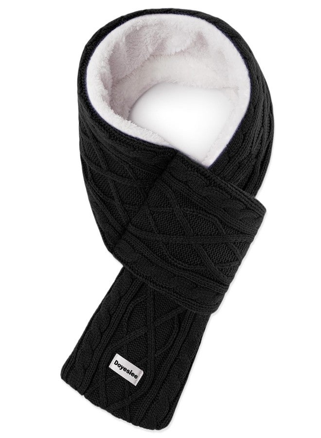 Doyesiee Kids Scarf for Girls Boys, Winter Long Fleece Plush Scarves Knitted Cross Tie Neck Warmer for Cold Weather (Black) - Image 1