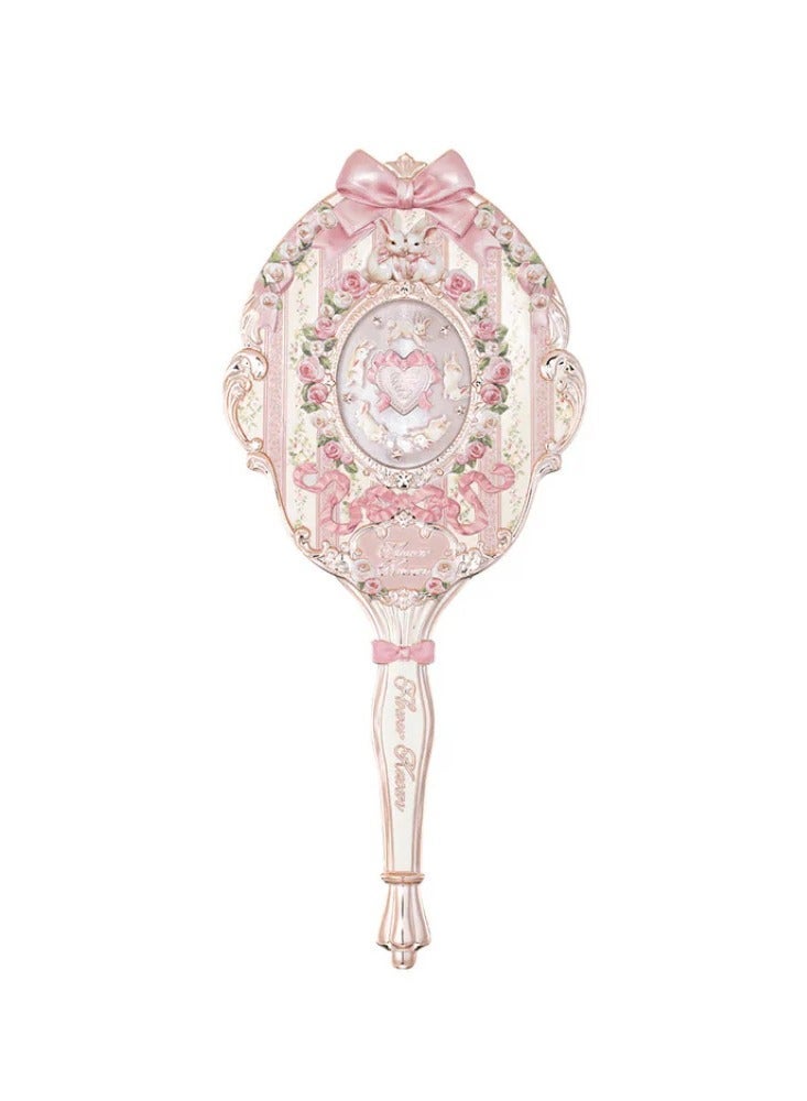 Flower Knows Shell’s Jewel Handheld Mirror-Rosette Pink - Image 1