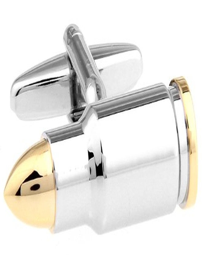 ZIVOM BULLET GOLD & SILVER Brass Cufflinks For Men - Image 3