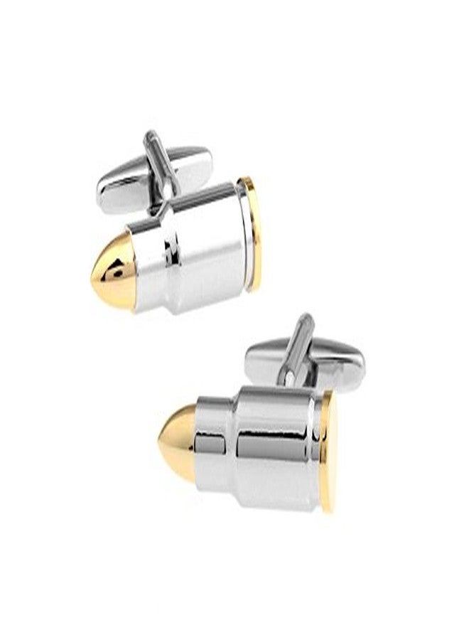 ZIVOM BULLET GOLD & SILVER Brass Cufflinks For Men - Image 1