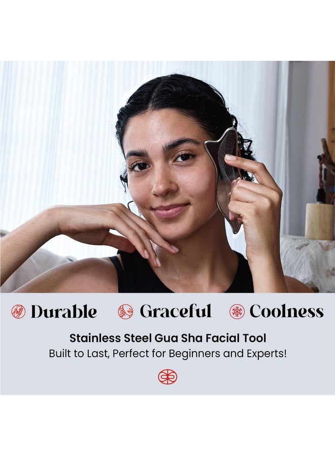 Rena Chris Stainless Steel Gua Sha Facial Tools Acupressure & Gua Sha For Face Massage Jawline Sculpting Puffiness Reduction. Includes Carry Pouch And Cleaning Cloth Skin Care Gift - Image 2