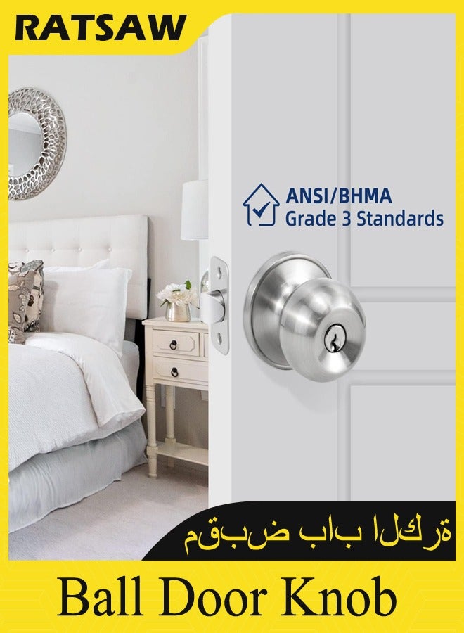 RATSAW Ball Door Knob Entry Function Door Knob, Keyed Entry Door Knob with Lock, Round Ball Handle for Front Door Right and Left Side - Image 4