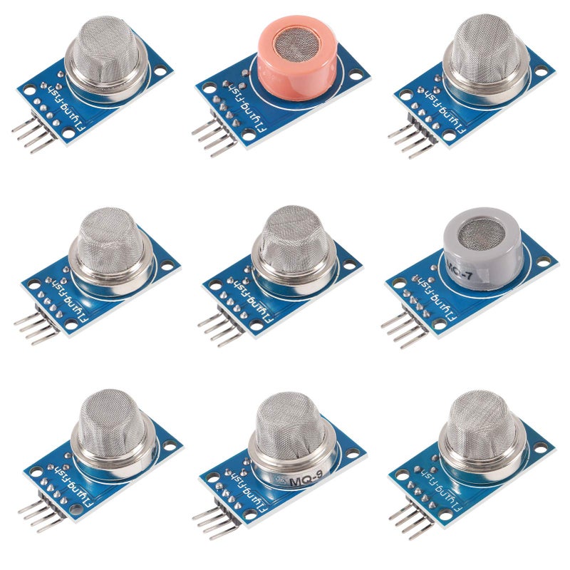 UMLIFE مجموعة حساسات كشف الغاز 9 قطع MQ-2 MQ-3 MQ-4 MQ-5 MQ-6 MQ-7 MQ-8 MQ-9 MQ-135 لوحدة أردوينو - Image 1