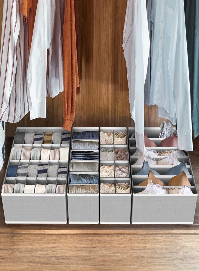 ARANKA Set of 4 Foldable Storage Box Drawer Divider Organizer Closet Storage Innerwear Storage Box Closet Organizers Under Bed Organizer for Socks Bra Tie Scarfs (Rendom Color) - Image 4