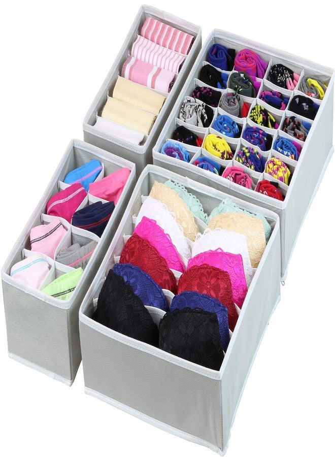 ARANKA Set of 4 Foldable Storage Box Drawer Divider Organizer Closet Storage Innerwear Storage Box Closet Organizers Under Bed Organizer for Socks Bra Tie Scarfs (Rendom Color) - Image 3