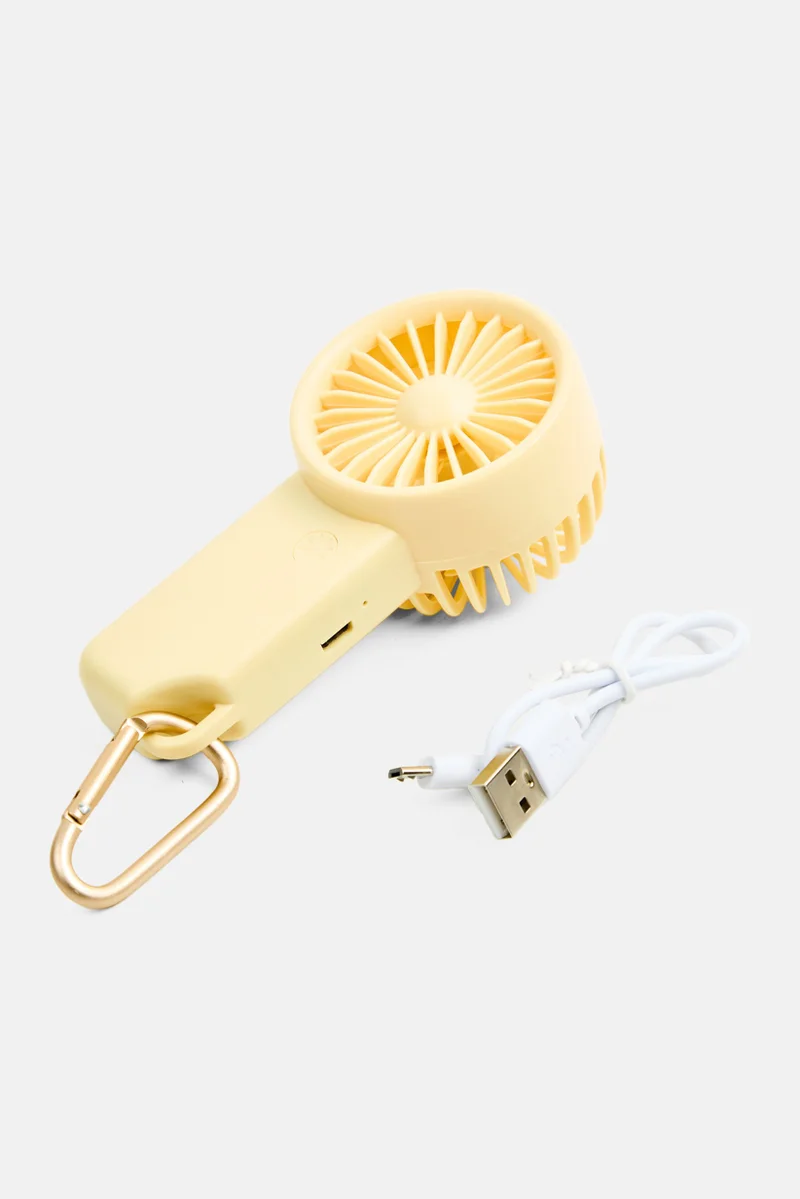 Muy Mucho Mini Handled Fan, Yellow