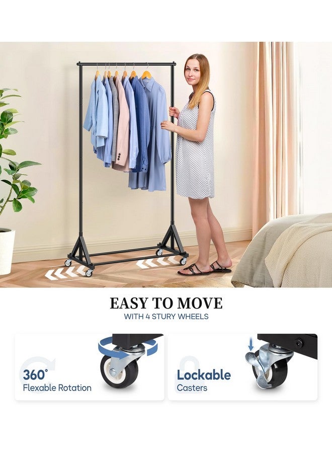 Sleeping Lamb SLEEPING LAMB Heavy Duty Clothes Rack, Rolling Clothing Racks for Hanging Clothes Metal Garment Racking With Wheels, Clothes Hanger for Coats, Shirts, Sweaters Wardrobe Rack (Black)  - Image 3