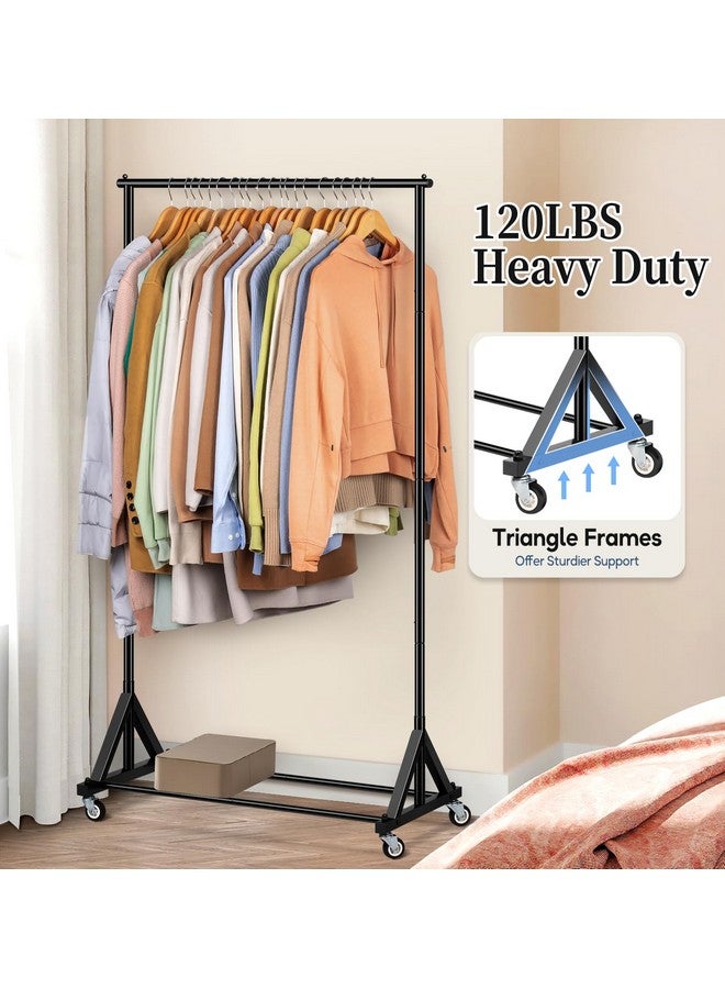 Sleeping Lamb SLEEPING LAMB Heavy Duty Clothes Rack, Rolling Clothing Racks for Hanging Clothes Metal Garment Racking With Wheels, Clothes Hanger for Coats, Shirts, Sweaters Wardrobe Rack (Black)  - Image 2