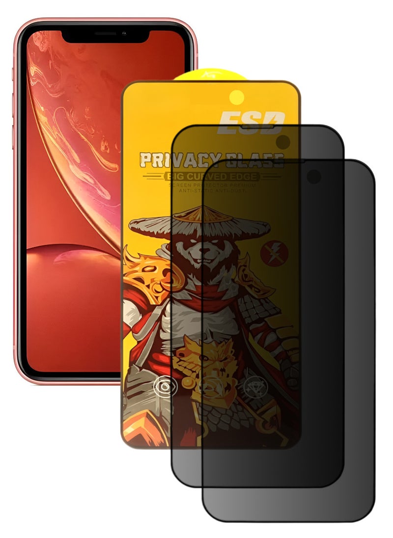 ESD 2 Pieces Tempered Dustproof Privacy Glass Screen Protector Compatible For iPhone XR - Image 1