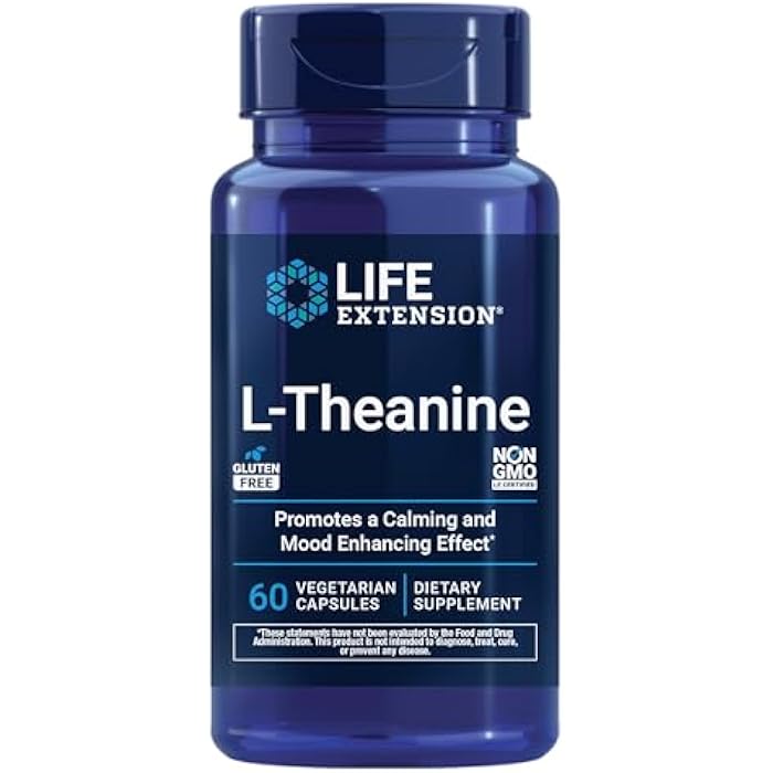 Life Extension لايف إكستينشن إل-ثيانين، حمض أميني ثيانين، هدوء، استرخاء، مزاج، خالي من الغلوتين، غير معدل وراثيًا، نباتي، 200 ملغ، 60 كبسولة - Image 1