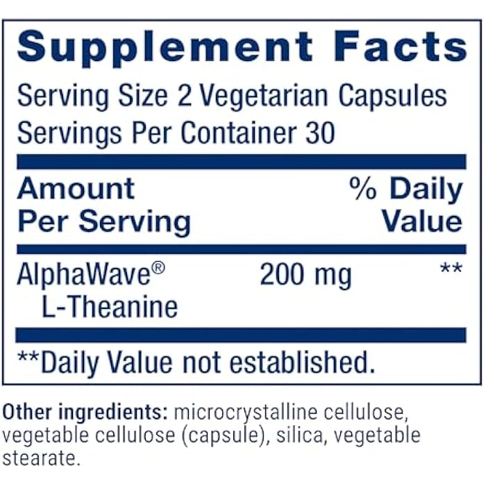 Life Extension لايف إكستينشن إل-ثيانين، حمض أميني ثيانين، هدوء، استرخاء، مزاج، خالي من الغلوتين، غير معدل وراثيًا، نباتي، 200 ملغ، 60 كبسولة - Image 3