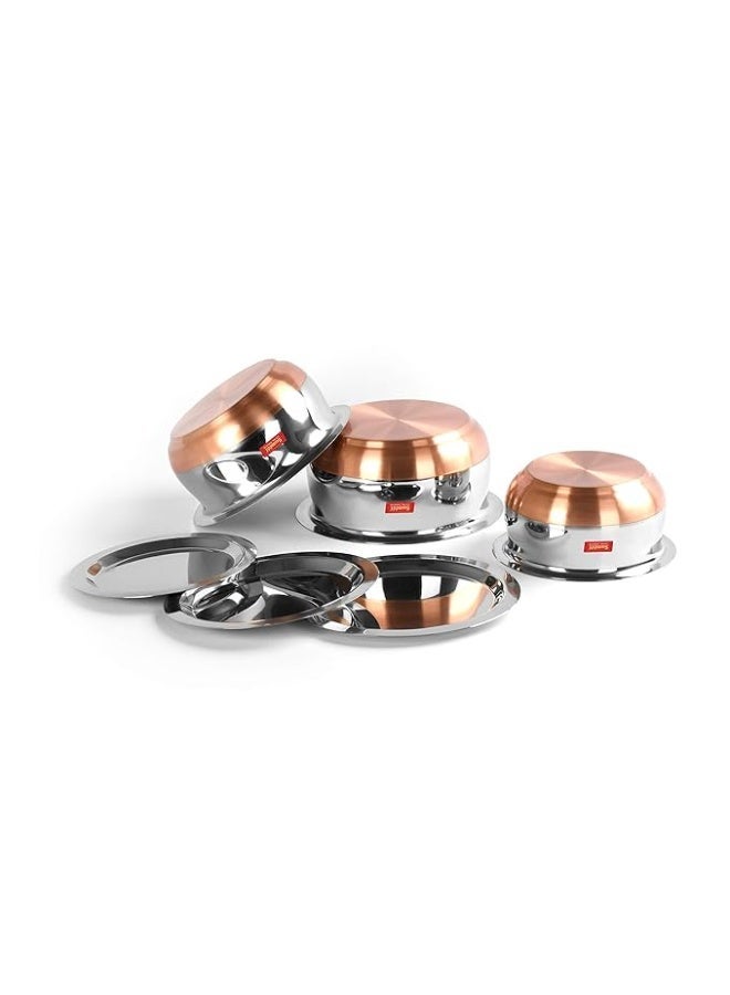 Sumeet Stainless Steel Copper Bottom Cookware Set | 3-Piece Belly-Shaped Tope/Pot with Lids (1.1L, 1.4L, 1.75L), Silver - Image 3