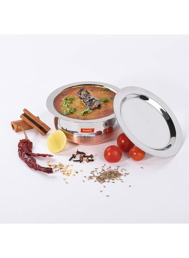 Sumeet Stainless Steel Copper Bottom Cookware Set | 3-Piece Belly-Shaped Tope/Pot with Lids (1.1L, 1.4L, 1.75L), Silver - Image 2