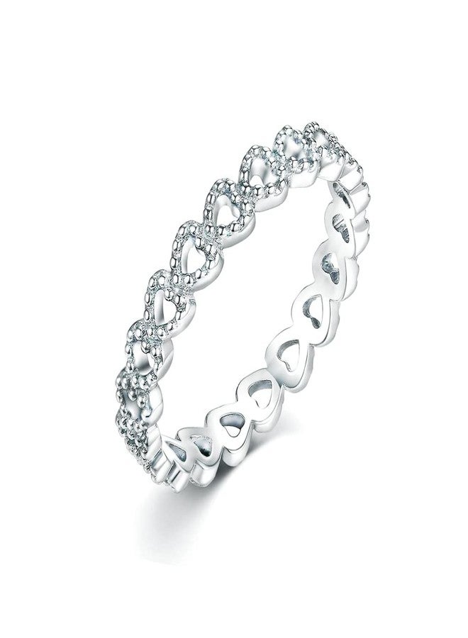 Savlano 925 Sterling Silver Bezel Hearts Stackable Ring Band for Women & Girls - Made in Italy Comes With Savlano Gift Box, Sterling Silver, No Gemstone - Image 1