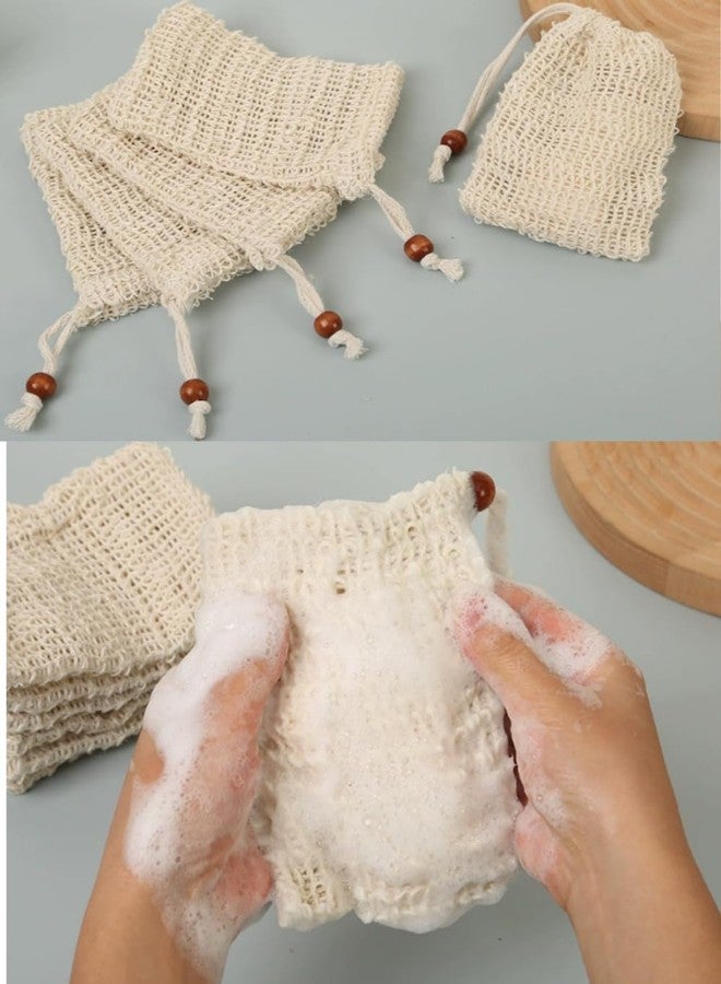 bepisof 4Pcs 3.5x5.5 Inch Exfoliating Natural Cotton Linen Soap Pouch, Mesh Drawstring Soap Bags for Soap Bars, Reusable Soap Bags for Bath Shower - Image 4