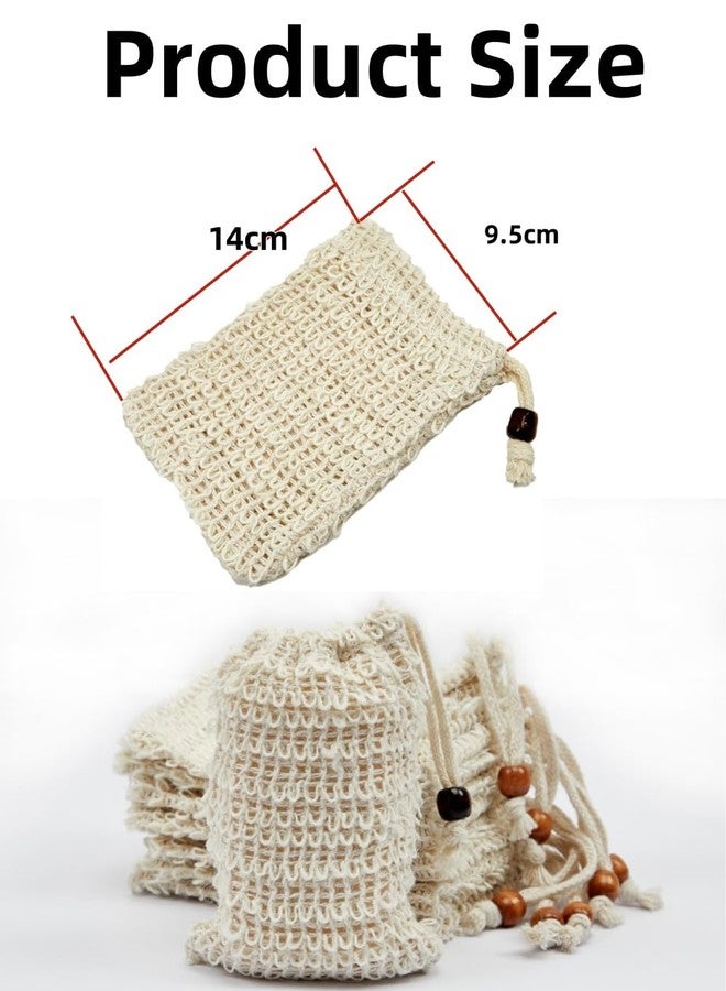 bepisof 4Pcs 3.5x5.5 Inch Exfoliating Natural Cotton Linen Soap Pouch, Mesh Drawstring Soap Bags for Soap Bars, Reusable Soap Bags for Bath Shower - Image 2