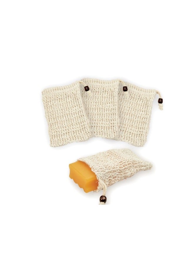 bepisof 4Pcs 3.5x5.5 Inch Exfoliating Natural Cotton Linen Soap Pouch, Mesh Drawstring Soap Bags for Soap Bars, Reusable Soap Bags for Bath Shower - Image 1
