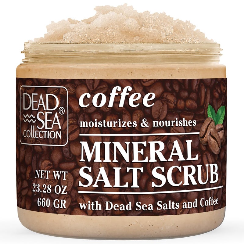Dead Sea Collection مجموعة البحر الميت مقشر الجسم بالملح المعطر بالقهوة كبير 2328 أونصة مع زيوت نقية ومعادن البحر الميت - Image 1