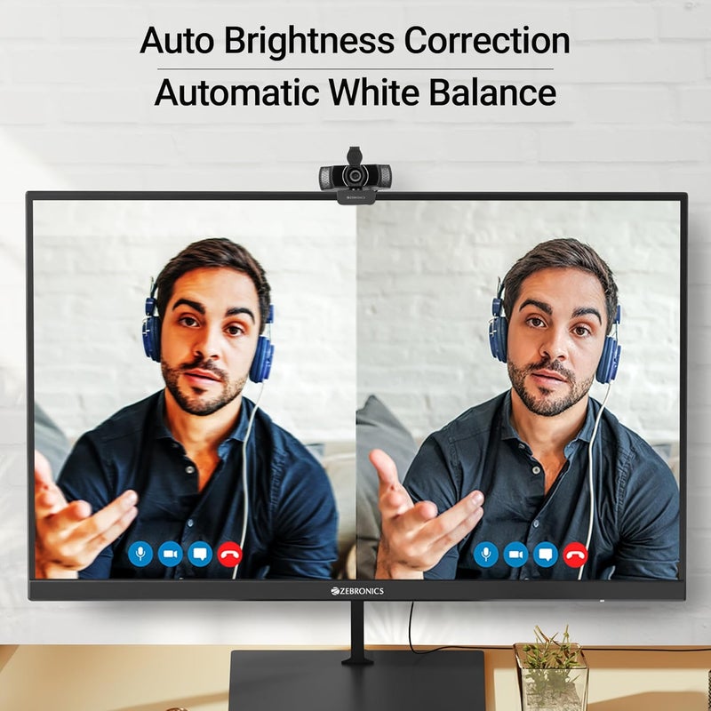 ZEBRONICS كاميرا ويب بيور بلس 4K، 3840 × 2160 (4K UHD)، 30 إطار في الثانية، تركيز تلقائي (توازن اللون الأبيض + تصحيح السطوع)، ميكروفون مدمج، غطاء خصوصية، لسكايب | زوم | ميت | تيمز - Image 3