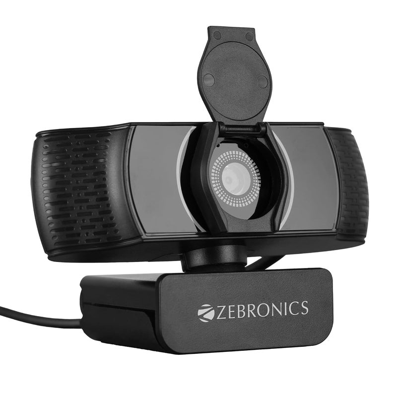 ZEBRONICS كاميرا ويب بيور بلس 4K، 3840 × 2160 (4K UHD)، 30 إطار في الثانية، تركيز تلقائي (توازن اللون الأبيض + تصحيح السطوع)، ميكروفون مدمج، غطاء خصوصية، لسكايب | زوم | ميت | تيمز - Image 1