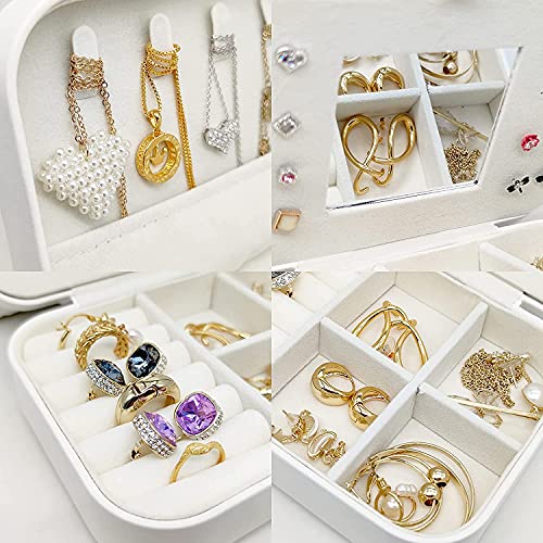 KeepCart Pu Leather Jewelry Box Organizer For Earring Rings Necklace Jewelry Holder Case, Special Gifts For Girls Women, White - Image 4