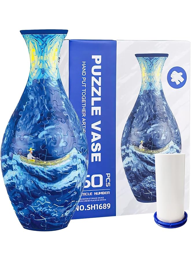 The Bros 3D Puzzle Vase - Unique Flower Vase Crafted from 160 Curved Plastic Puzzle Pieces - Perfect Housewarming Gift for Flower Arrangements and Home Decoration - Image 1