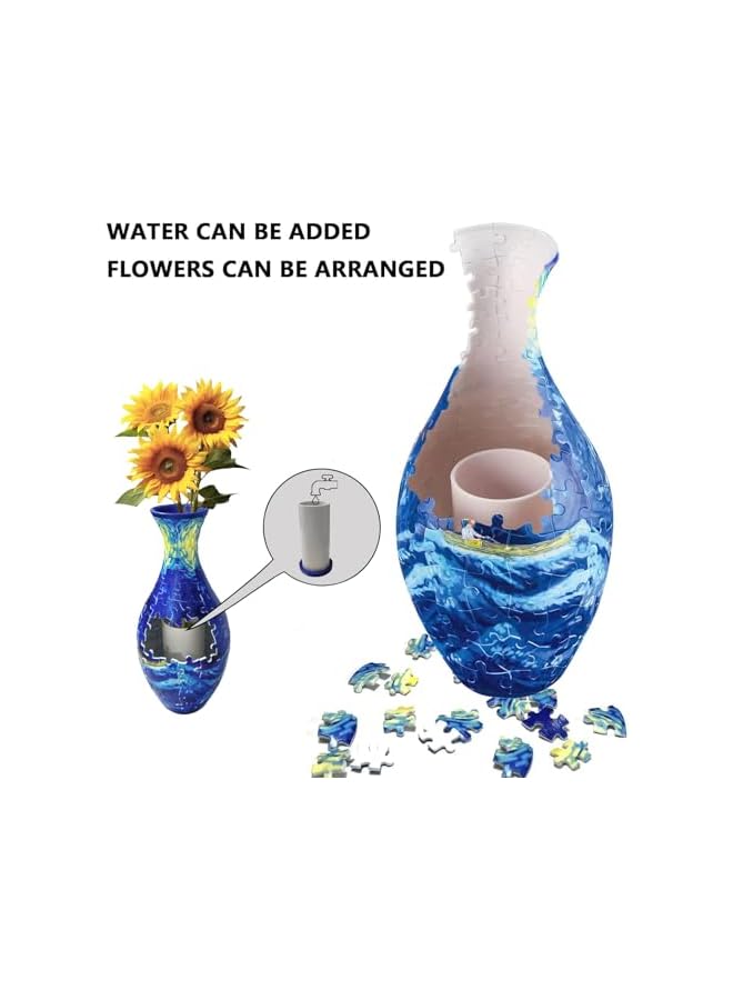 The Bros 3D Puzzle Vase - Unique Flower Vase Crafted from 160 Curved Plastic Puzzle Pieces - Perfect Housewarming Gift for Flower Arrangements and Home Decoration - Image 3