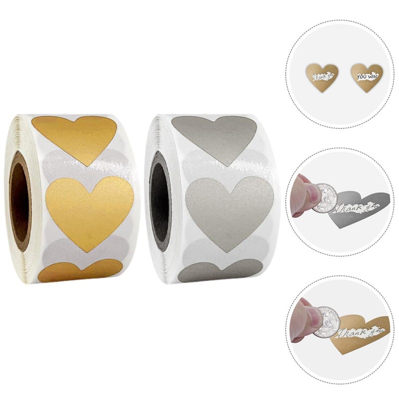 Rose Gold Heart Shaped Scratch Off Stickers Seals 2 Rolls For DIY Valentine Birthday Party - Image 3