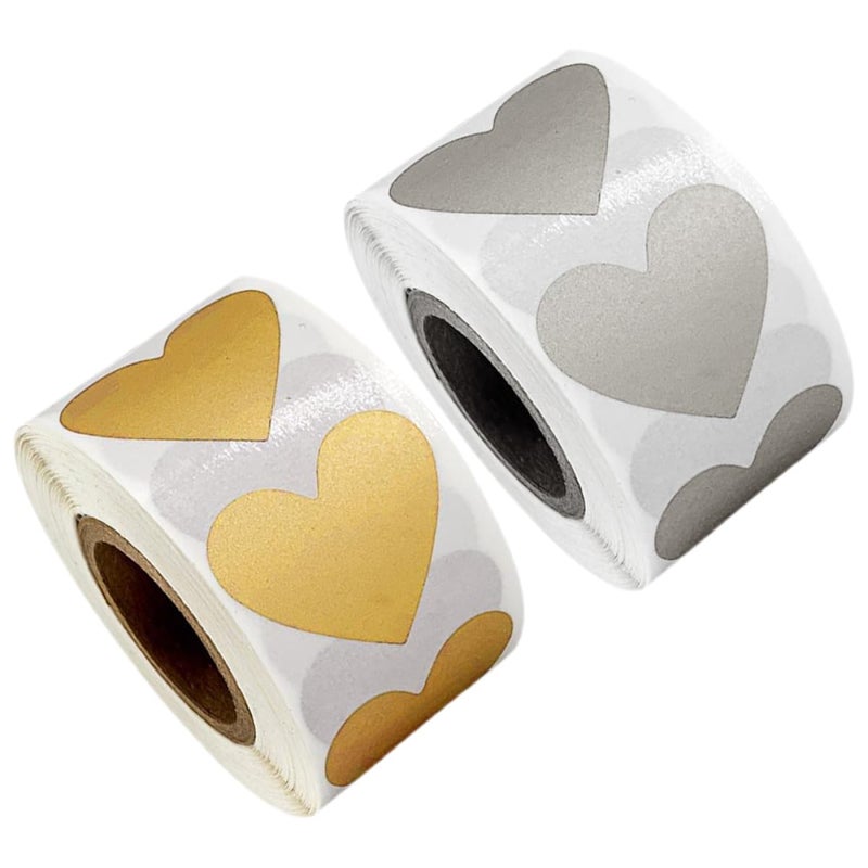 Rose Gold Heart Shaped Scratch Off Stickers Seals 2 Rolls For DIY Valentine Birthday Party - Image 2