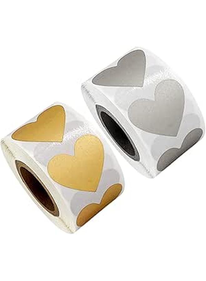 Rose Gold Heart Shaped Scratch Off Stickers Seals 2 Rolls For DIY Valentine Birthday Party - Image 1