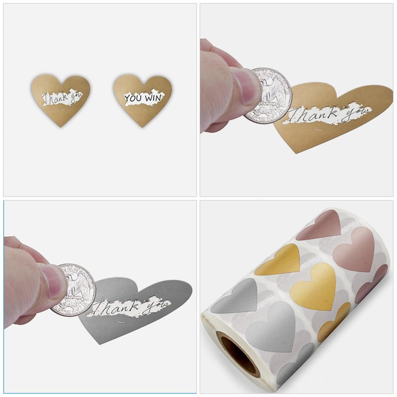Rose Gold Heart Shaped Scratch Off Stickers Seals 2 Rolls For DIY Valentine Birthday Party - Image 5