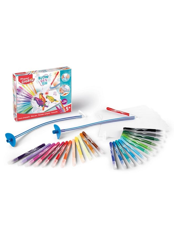 Maped Maped Creativ Blow Art Kit - 24x Felt Tip Pens and 2x Airbrush Tools - Children's Craft Art Kit - Image 2