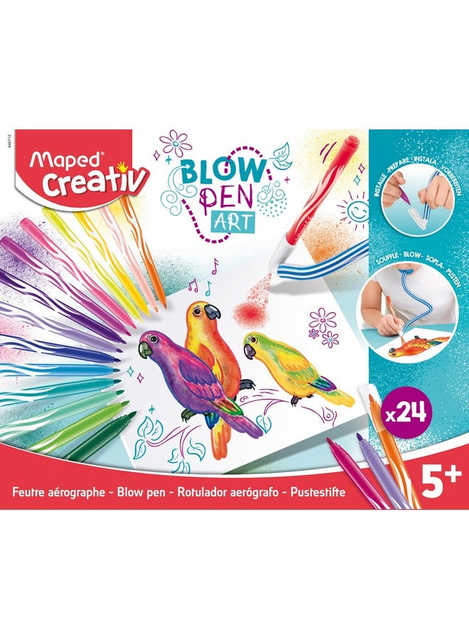 Maped Maped Creativ Blow Art Kit - 24x Felt Tip Pens and 2x Airbrush Tools - Children's Craft Art Kit - Image 1