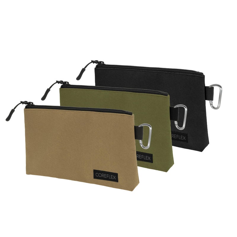 COREFLEX Premium Tool Pouch Zipper Bag, Small Tool Bag, Multipurpose Storage pouch, Heavy duty Flat Bottom Tool bag with YKK Zipper (3 pack Small 8inch) - Image 1