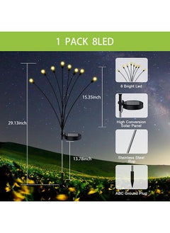 Generic New Upgraded 1 Pack 8 Waterproof Led Solar Garden Lights Firefly Lights(Warm White)  - Image 2