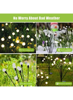 Generic New Upgraded 1 Pack 8 Waterproof Led Solar Garden Lights Firefly Lights(Warm White)  - Image 4