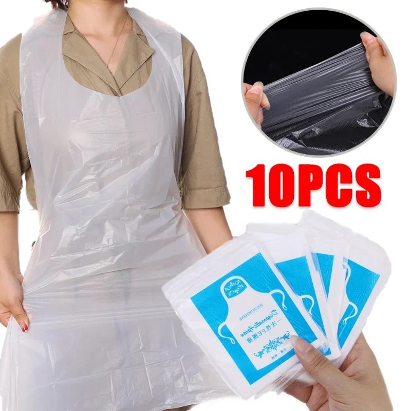 10PCS Disposable Kitchen Aprons Plastic Waterproof Apron Individually Packing Gowns for Men Women Kitchen Protection Accessories - Image 2