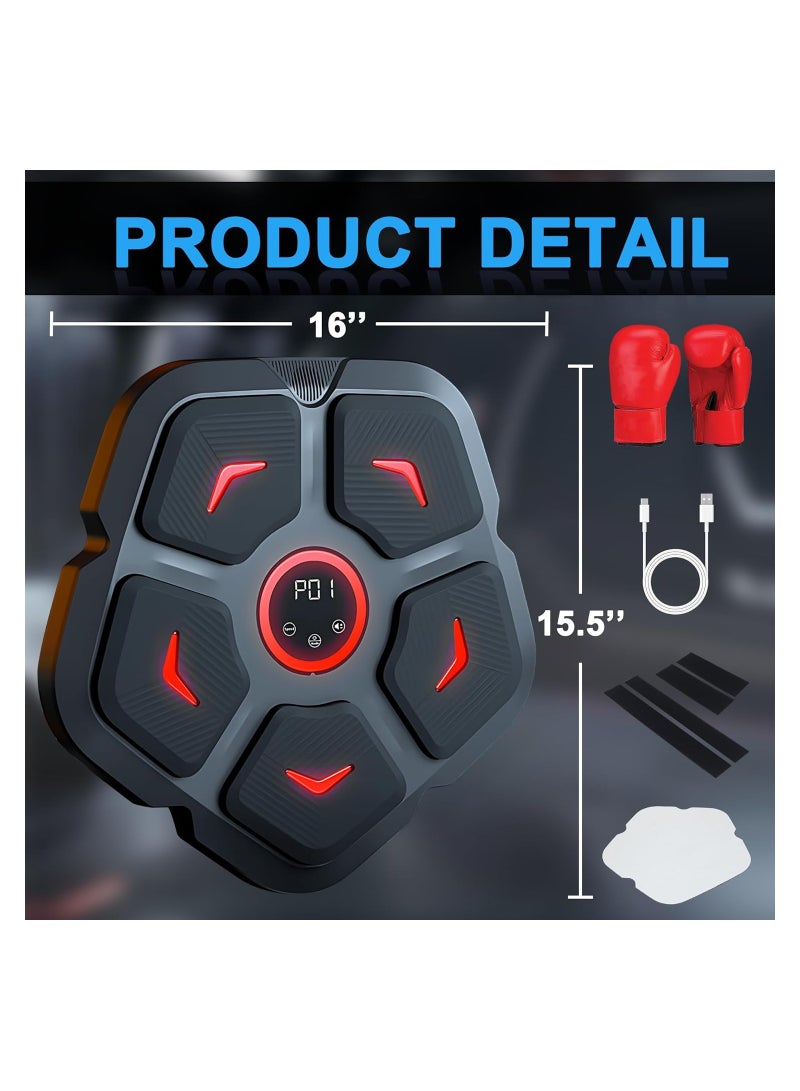 SYOSI Music Boxing Machine, Smart Boxing Machine with Gloves, Wall Mounted Music Workout Machine, Boxing Punching Mat Home Boxing Training Equipment, Intelligent Punching Target for Adults and Kids - Image 5