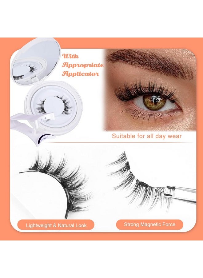 ® 1Pair Magnetic Eyelashes Natural Look Reusable Cat Eye Magnetic Lashes With Applicator Magnetic Eyelashes Kit Without Eyeliner Wispy Clear Band False Eyelashes No Glue Needed
