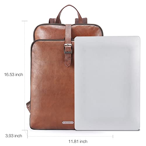 CLUCI Leather Backpack for Women 15.6 Inch Laptop Backpack Vegetable Tanned Full Grain Backpack Purse for Women Work Daypack Dark Brown - Image 4