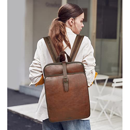 CLUCI Leather Backpack for Women 15.6 Inch Laptop Backpack Vegetable Tanned Full Grain Backpack Purse for Women Work Daypack Dark Brown - Image 2