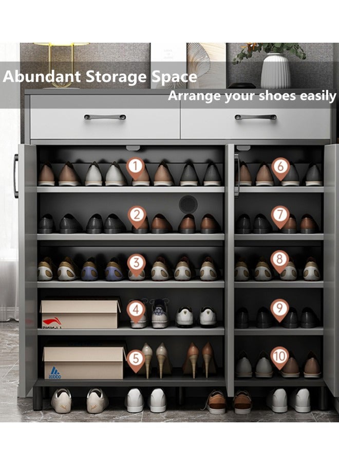 HXDream Shoe Cabinet Shoe Storage Rack Shoe Cabinet With 3 Doors And 2 Drawers Suitable For Doorways Corridors Living Rooms Cloakrooms Grey - Image 2