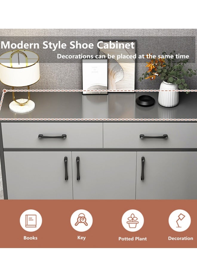 HXDream Shoe Cabinet Shoe Storage Rack Shoe Cabinet With 3 Doors And 2 Drawers Suitable For Doorways Corridors Living Rooms Cloakrooms Grey - Image 3