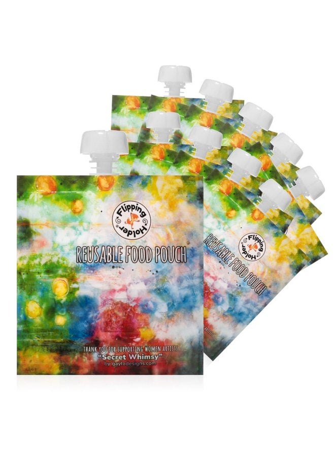 Flipping Holder Flipping Holder Reusable Baby Food Pouches for Toddlers | Food Safe, Freezer Safe | Refillable | Side Zip Closure | 10 Pack (5 oz, 10) - Image 1