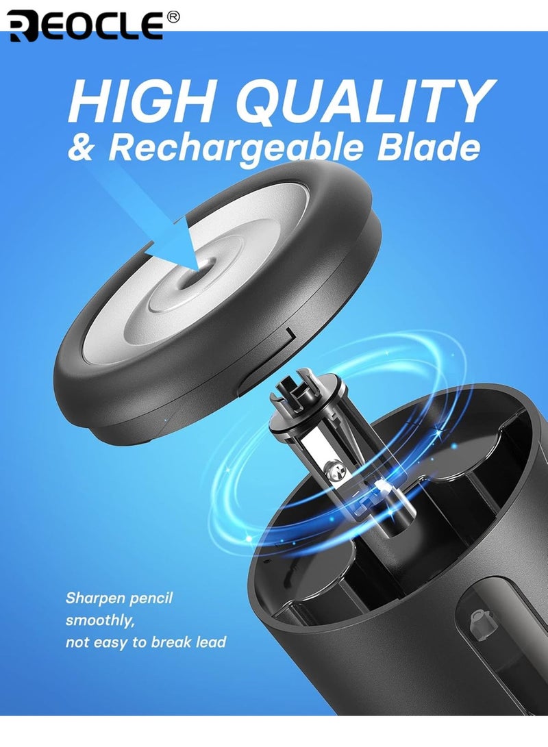 ريوكل مبراة قلم رصاص كهربائية محمولة خفيفة الوزن USB قابلة لإعادة الشحن قلم رصاص شحذ سريع لأقلام ملونة 6 8 مم للفنانين والطلاب والاستخدام المكتبي - Image 2