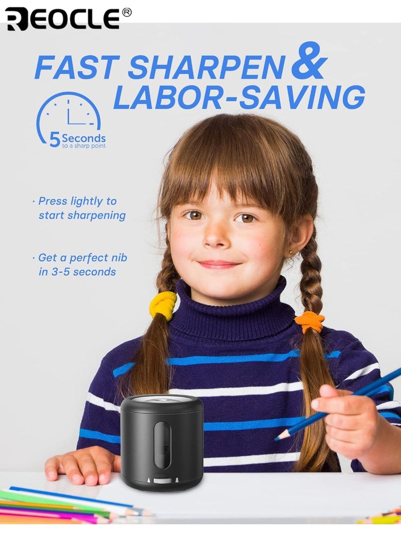 ريوكل مبراة قلم رصاص كهربائية محمولة خفيفة الوزن USB قابلة لإعادة الشحن قلم رصاص شحذ سريع لأقلام ملونة 6 8 مم للفنانين والطلاب والاستخدام المكتبي - Image 5