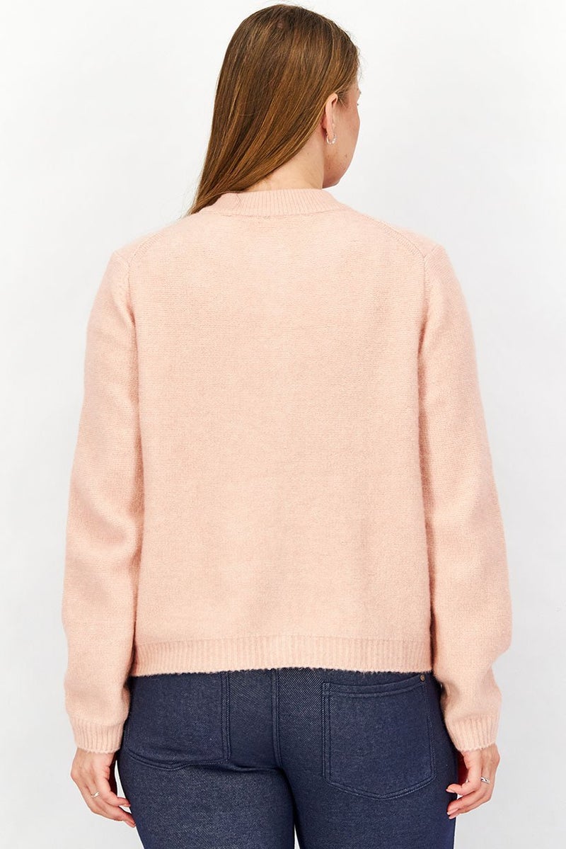 Tchibo Women Full Buttoned Long Sleeves Knit Cardigan, Pink  - Image 3