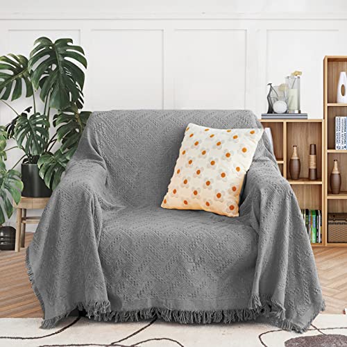 MEETSKY Couch Cover Sofa Cover Oversized Chair Cover Grey Couch Protector Sofa Throw Cover for Couches Single Sofa Slipcovers Washable Couch Recliner Cover(71"x 91", Medium, Grey) - Image 1
